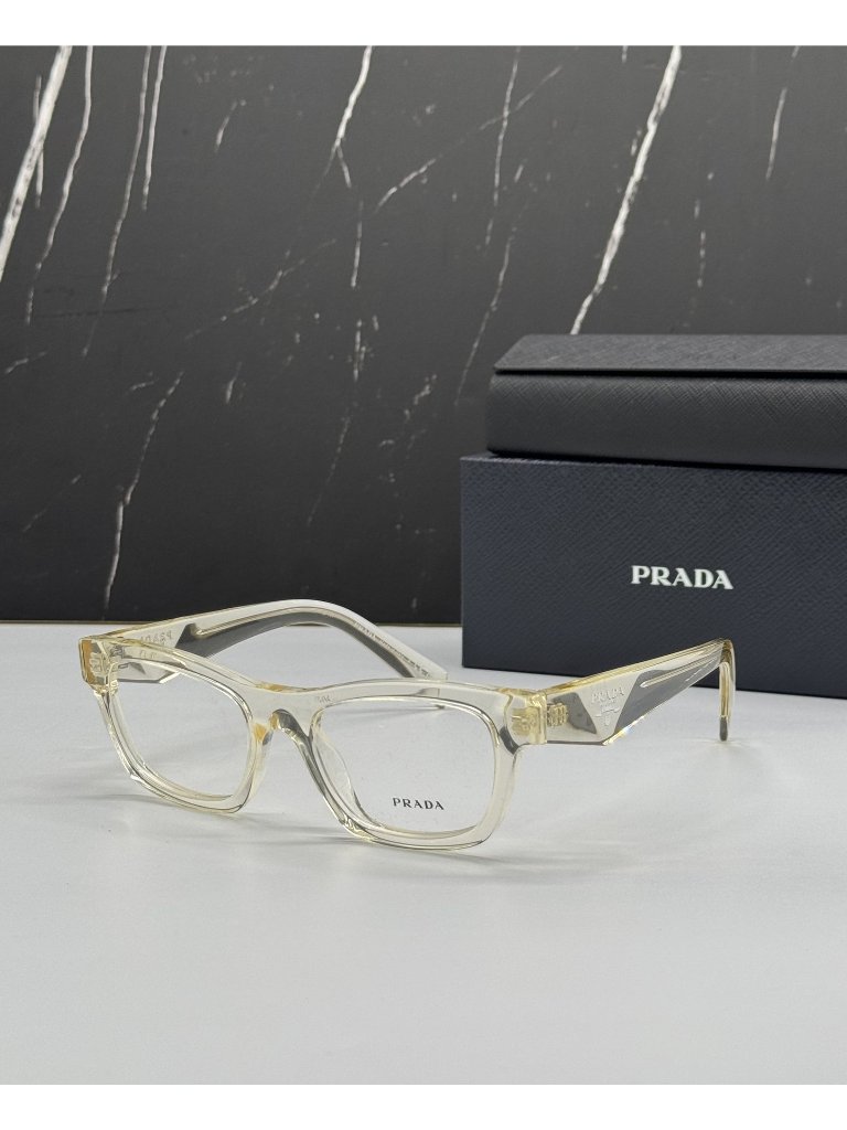 Prada Prb01v 19x1o1 Women Clear Cream Cat Eye Eyeglasses Authentic New